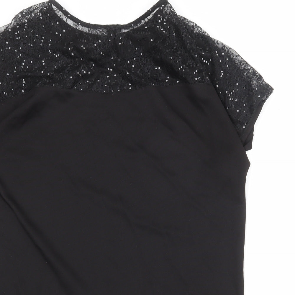 River Island Womens Black Polyester A-Line Size 12 Round Neck Pullover