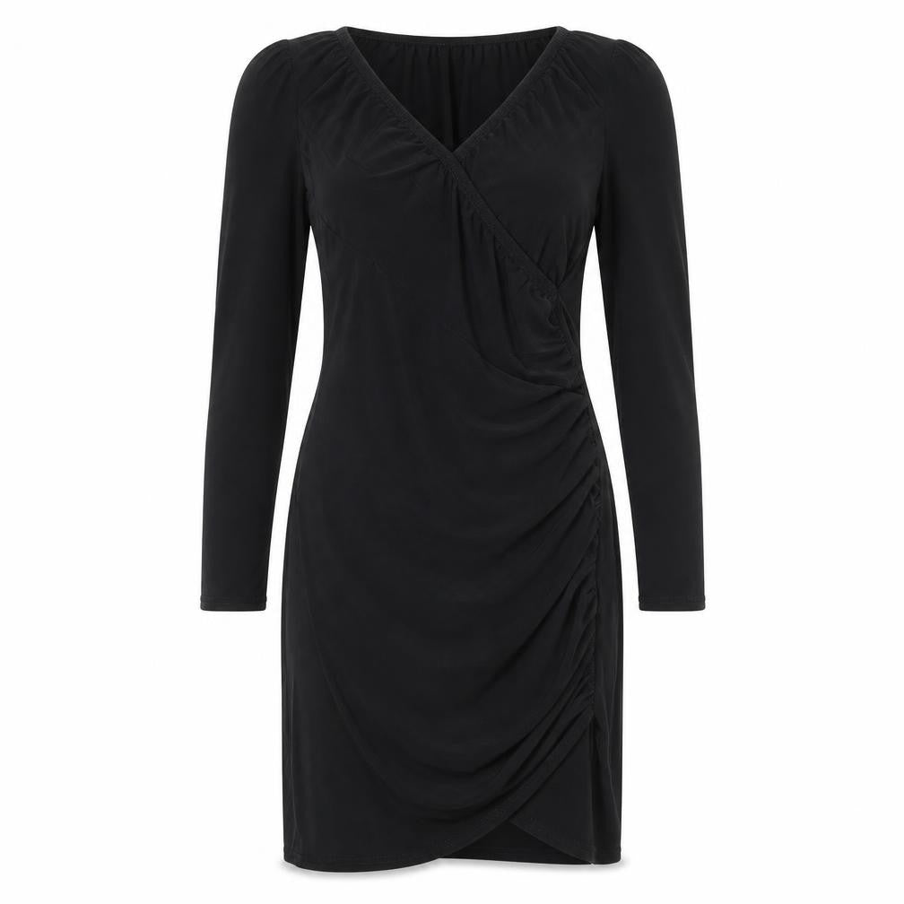 PRETTYLITTLETHING Womens Black Polyester A-Line Size 10 V-Neck Pullover