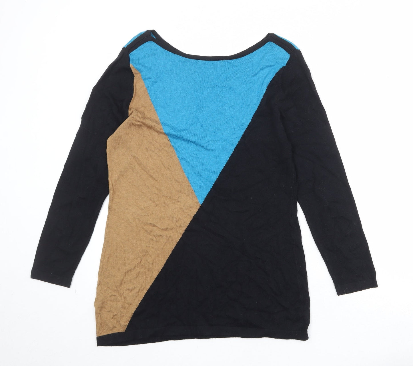 David Emmanuel Womens Multicoloured Round Neck Geometric Viscose Pullover Jumper Size S