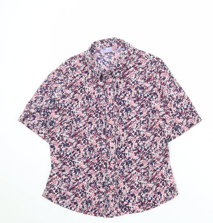EWM Womens Multicoloured Geometric Polyester Basic Button-Up Size 10 Collared