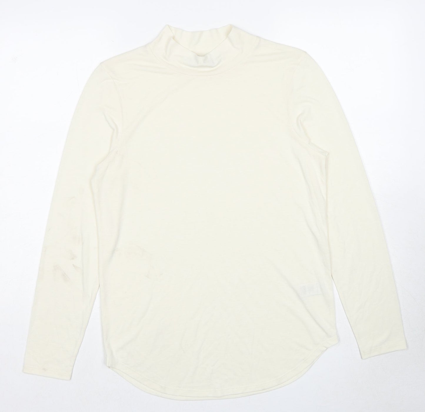 Marks and Spencer Womens Ivory Polyester Basic T-Shirt Size 12 Mock Neck