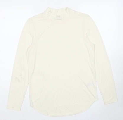 Marks & Spencer Womens Ivory Polyester Basic T-Shirt Size 12 Mock Neck