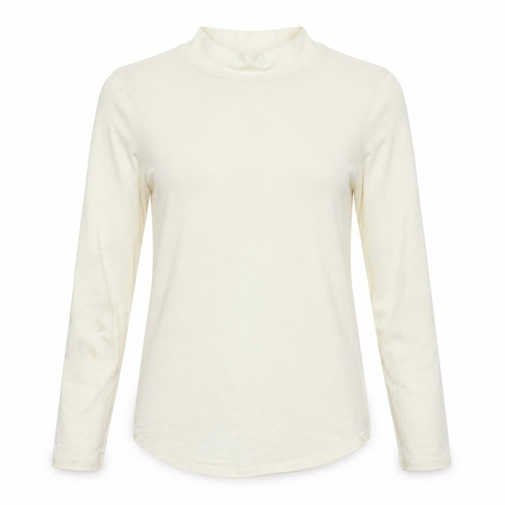 Marks & Spencer Womens Ivory Polyester Basic T-Shirt Size 12 Mock Neck
