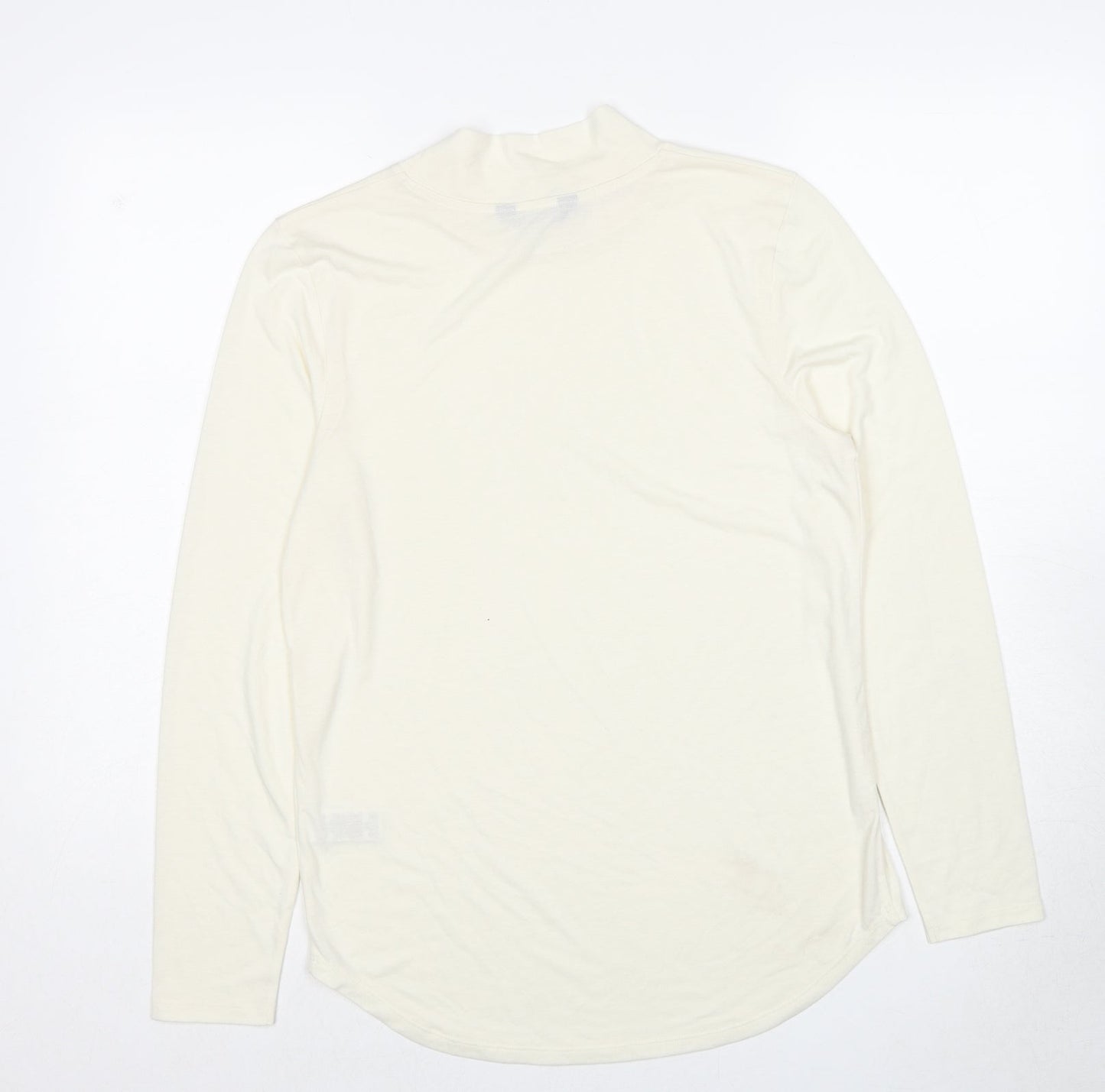 Marks and Spencer Womens Ivory Polyester Basic T-Shirt Size 12 Mock Neck