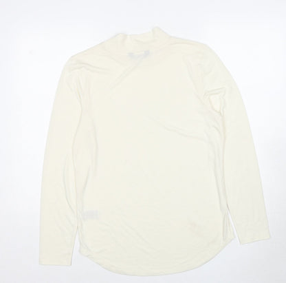 Marks & Spencer Womens Ivory Polyester Basic T-Shirt Size 12 Mock Neck