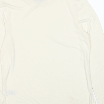 Marks & Spencer Womens Ivory Polyester Basic T-Shirt Size 12 Mock Neck