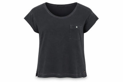 Front view of Autograph women’s grey viscose basic t-shirt, size UK 8, boat neck