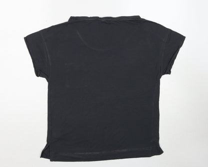 Back view of Autograph women’s grey viscose basic t-shirt, size UK 8, boat neck