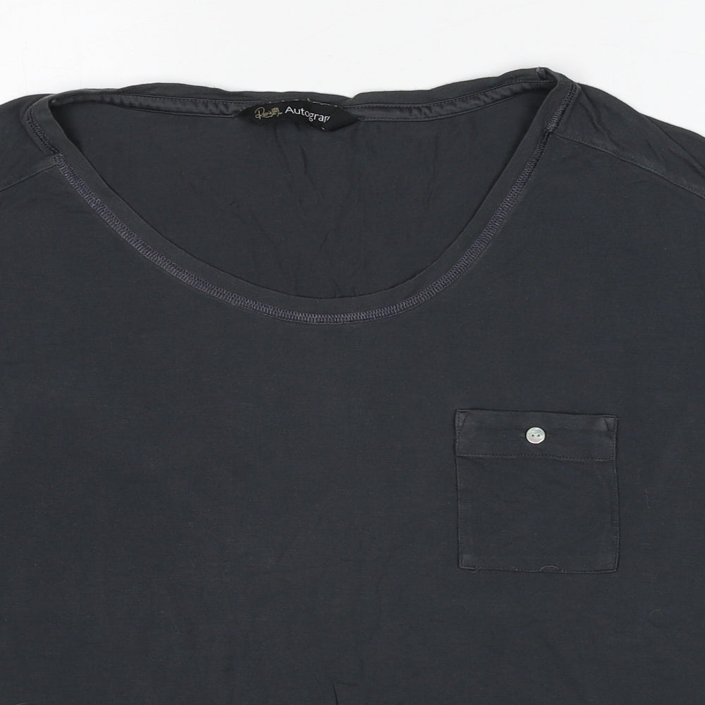 Autograph Womens Grey Viscose Basic T-Shirt Size 8 Boat Neck