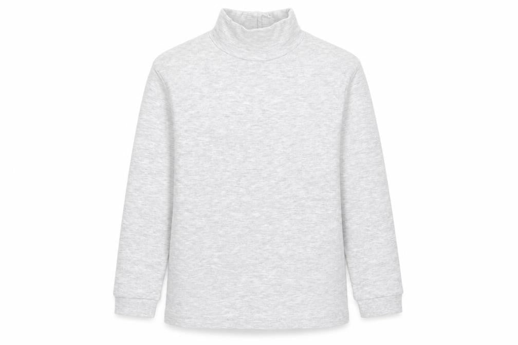 Marks & Spencer Girls Grey Roll Neck Cotton Pullover Jumper Size 8-9 Years Pullover