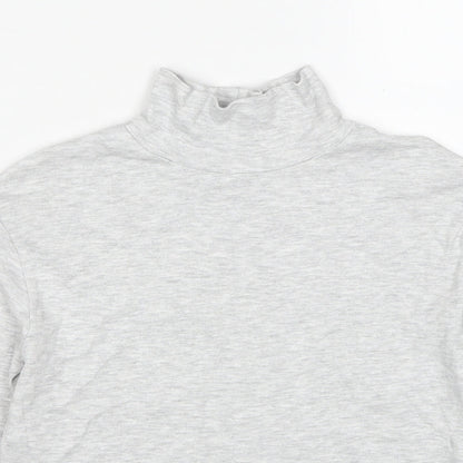 Marks & Spencer Girls Grey Roll Neck Cotton Pullover Jumper Size 8-9 Years Pullover