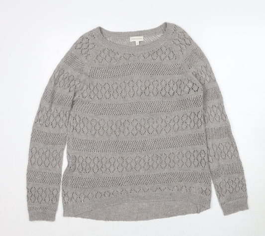 Monsoon Womens Grey Round Neck Acrylic Pullover Jumper Size M