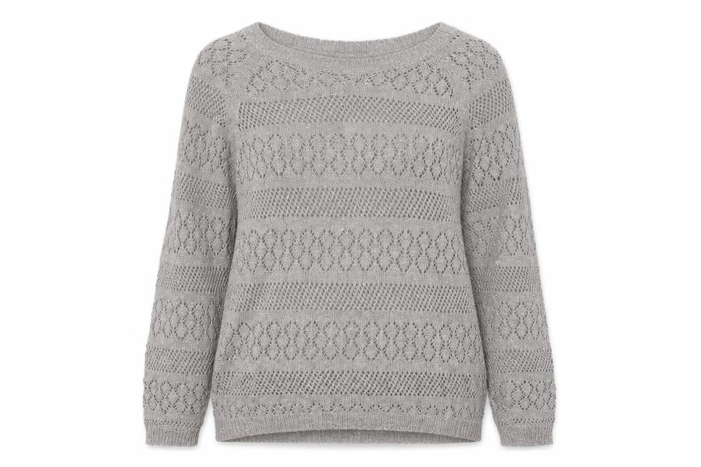 Monsoon Womens Grey Round Neck Acrylic Pullover Jumper Size M