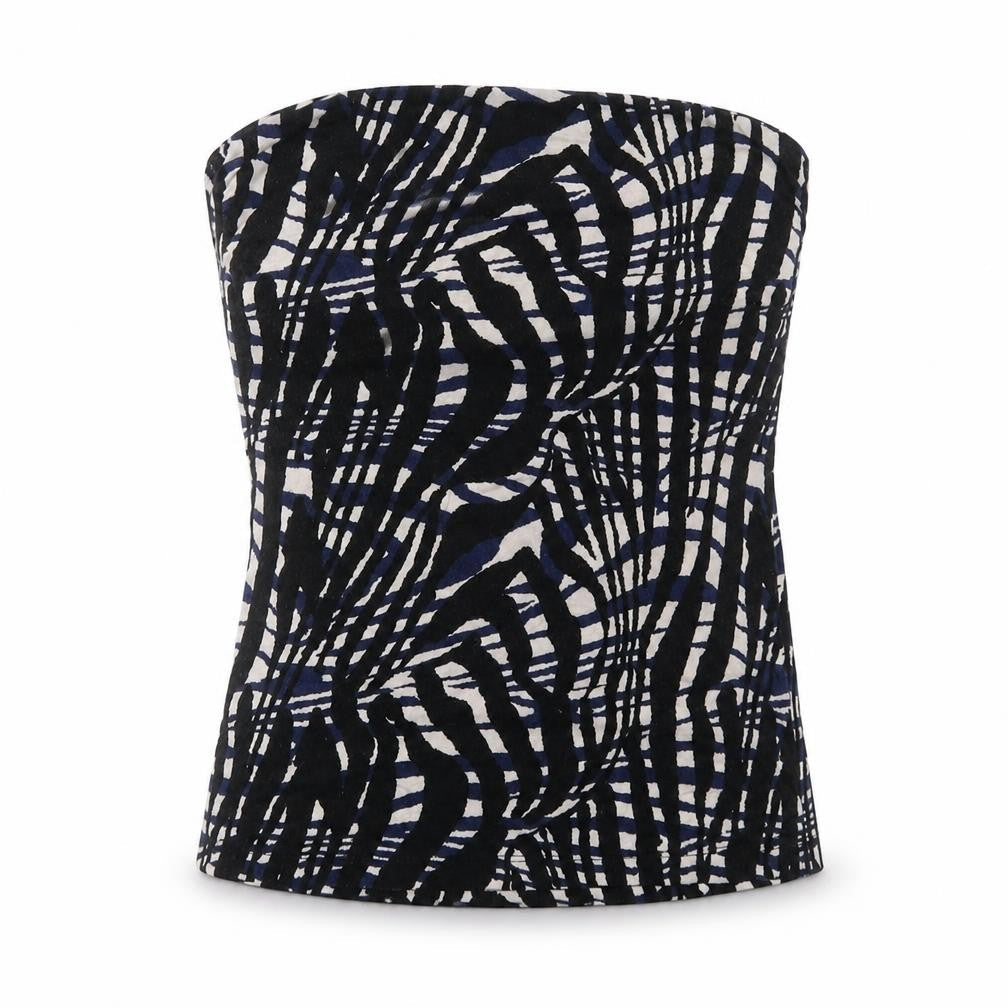 H&M Womens Multicoloured Geometric Cotton Basic Blouse Size L Square Neck - Strapless