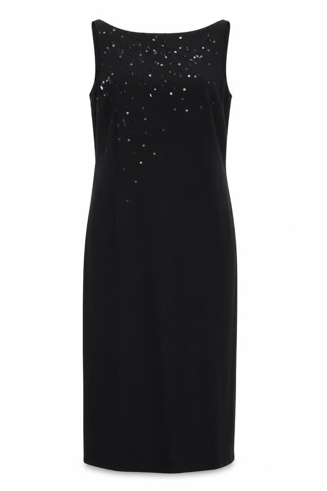 Marks & Spencer Womens Black Polyester Pencil Dress Size 10 Round Neck Zip