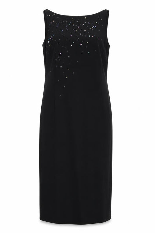 Marks & Spencer Womens Black Polyester Pencil Dress Size 10 Round Neck Zip