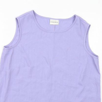 Essence Womens Purple Polyester Basic Tank Size 16 Boat Neck