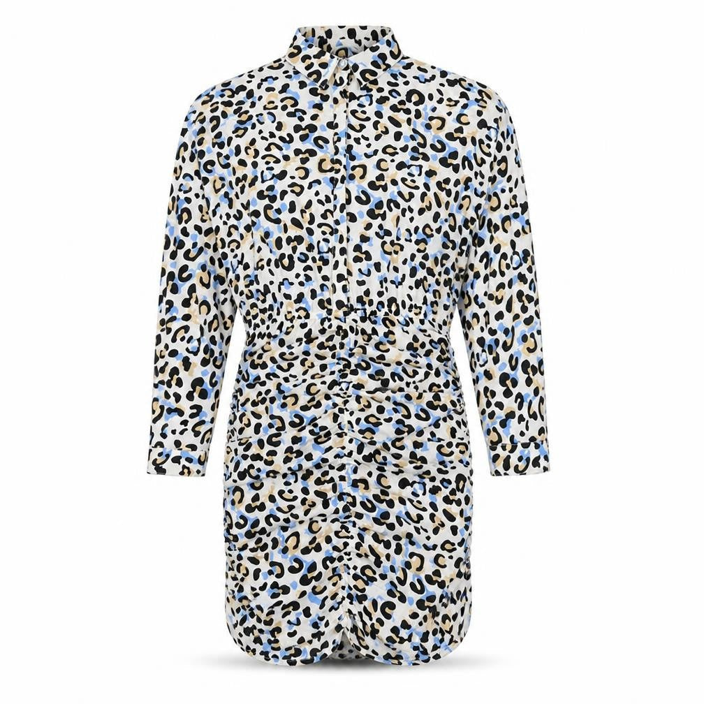 Quiz Womens Multicoloured Animal Print Polyester Shirt Dress Size 12 Collared Button - Leopard Pattern