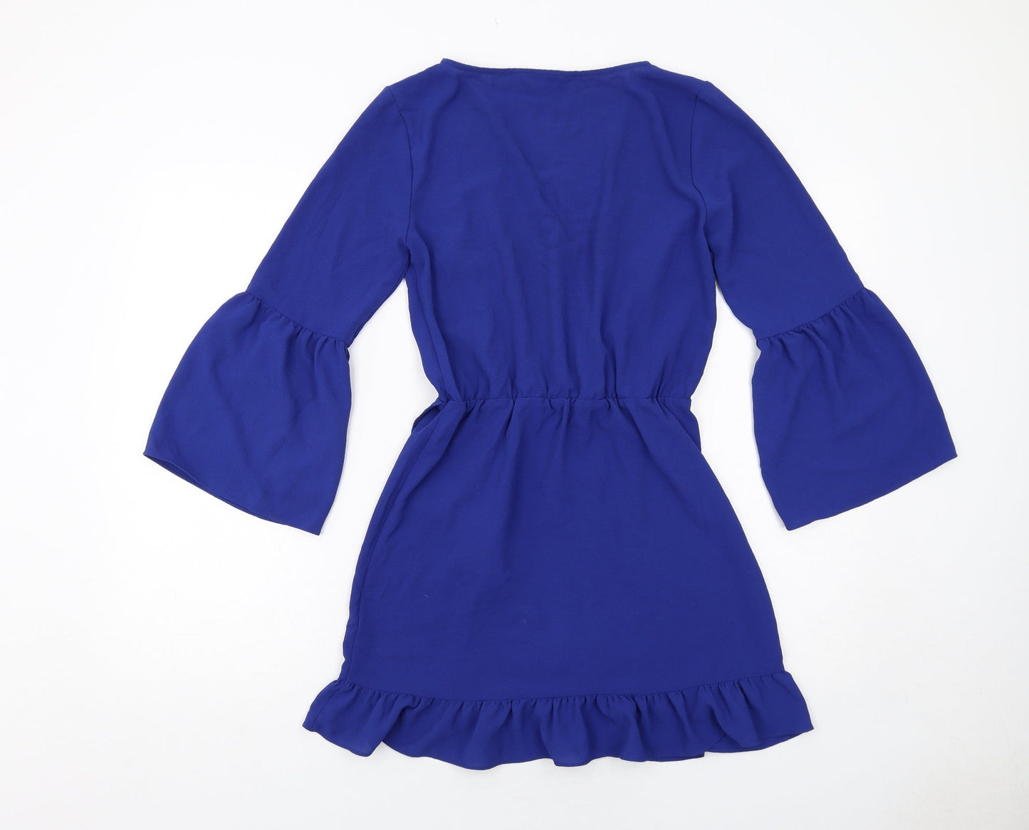 Miss Selfridge Womens Blue Polyester A-Line Size 8 V-Neck Pullover