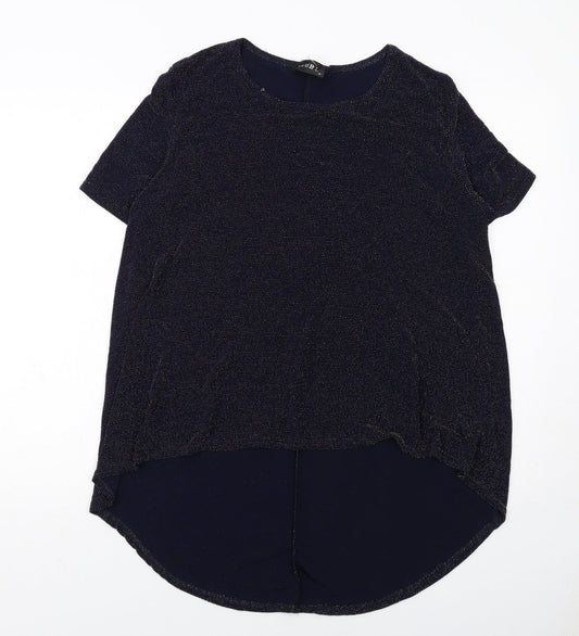 Club L Womens Blue Polyester Basic T-Shirt Size 16 Boat Neck