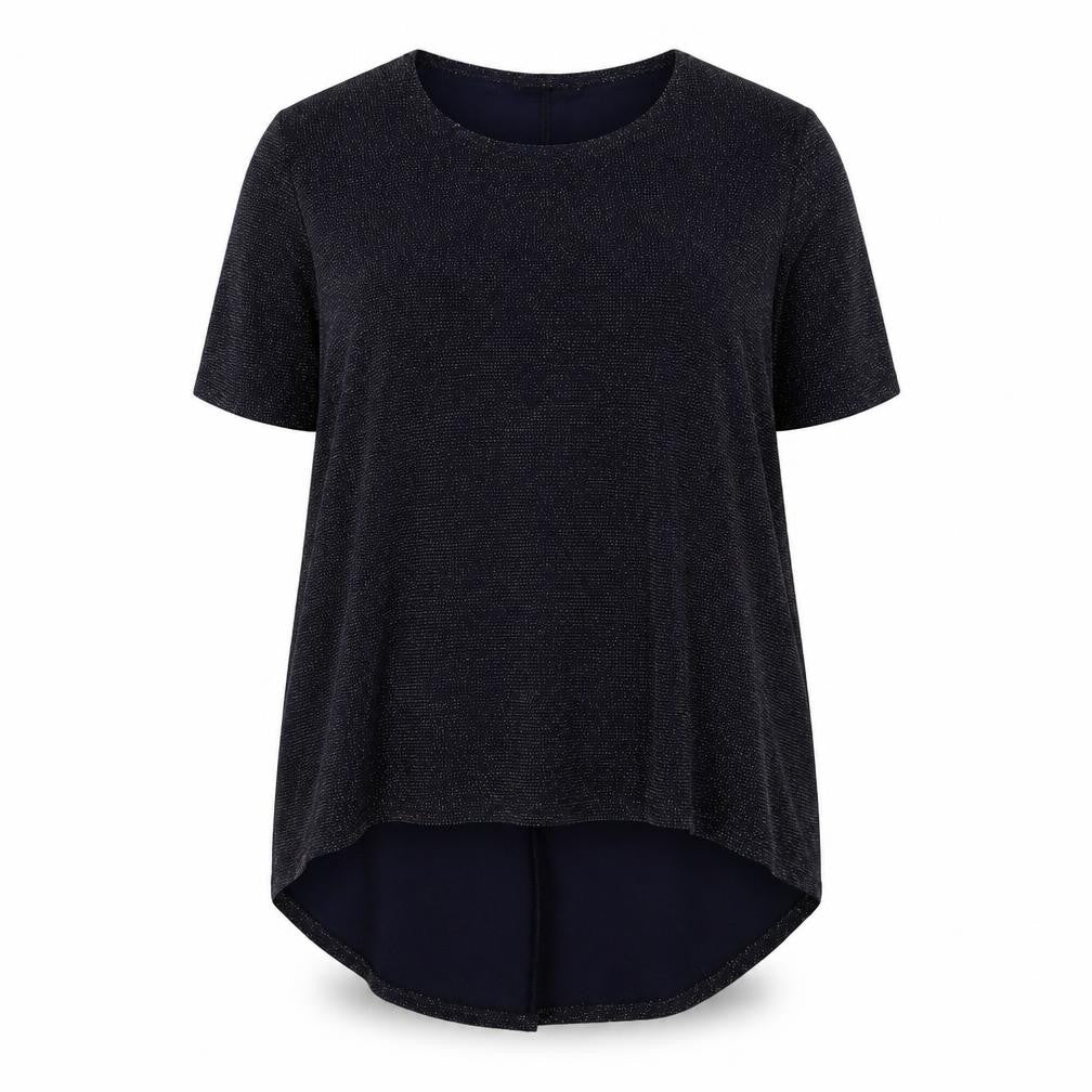 Club L Womens Blue Polyester Basic T-Shirt Size 16 Boat Neck