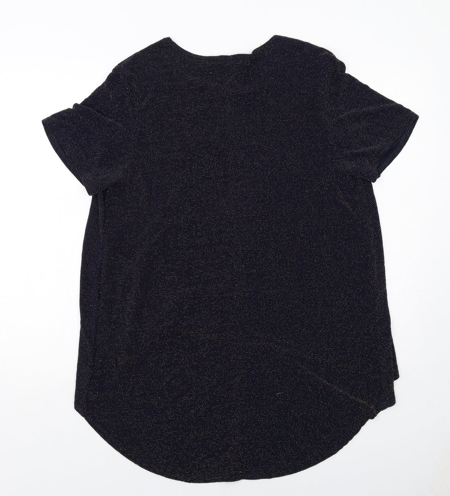 Club L Womens Blue Polyester Basic T-Shirt Size 16 Boat Neck