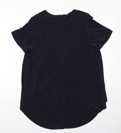Back view of Club L women’s blue polyester basic t-shirt, size UK 16, boat neck