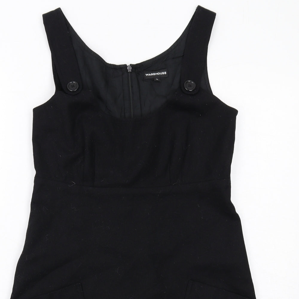 Warehouse Womens Black Polyester A-Line Size 10 Scoop Neck Zip