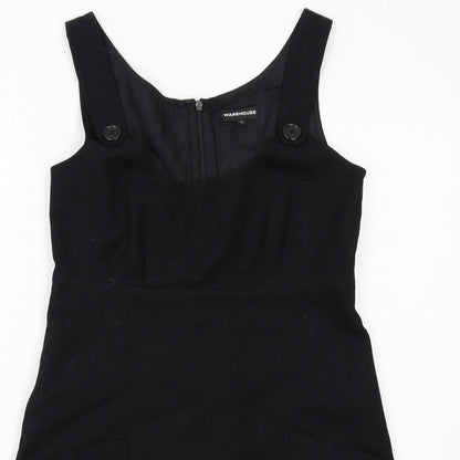 Warehouse Womens Black Polyester A-Line Size 10 Scoop Neck Zip