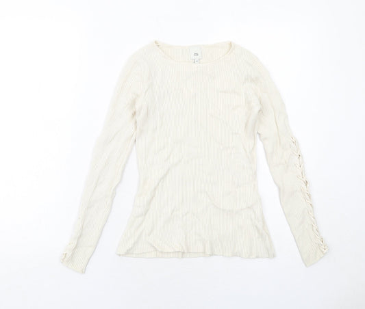 River Island Womens Ivory Round Neck Viscose Pullover Jumper Size 10