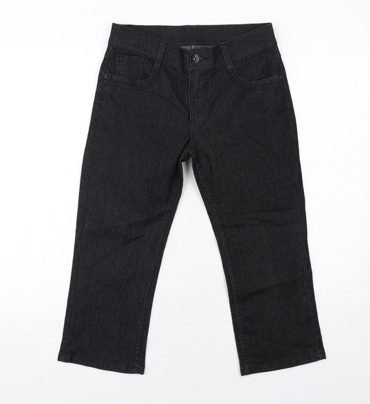 Marks and Spencer Womens Black Cotton Straight Jeans Size 8 Regular Zip