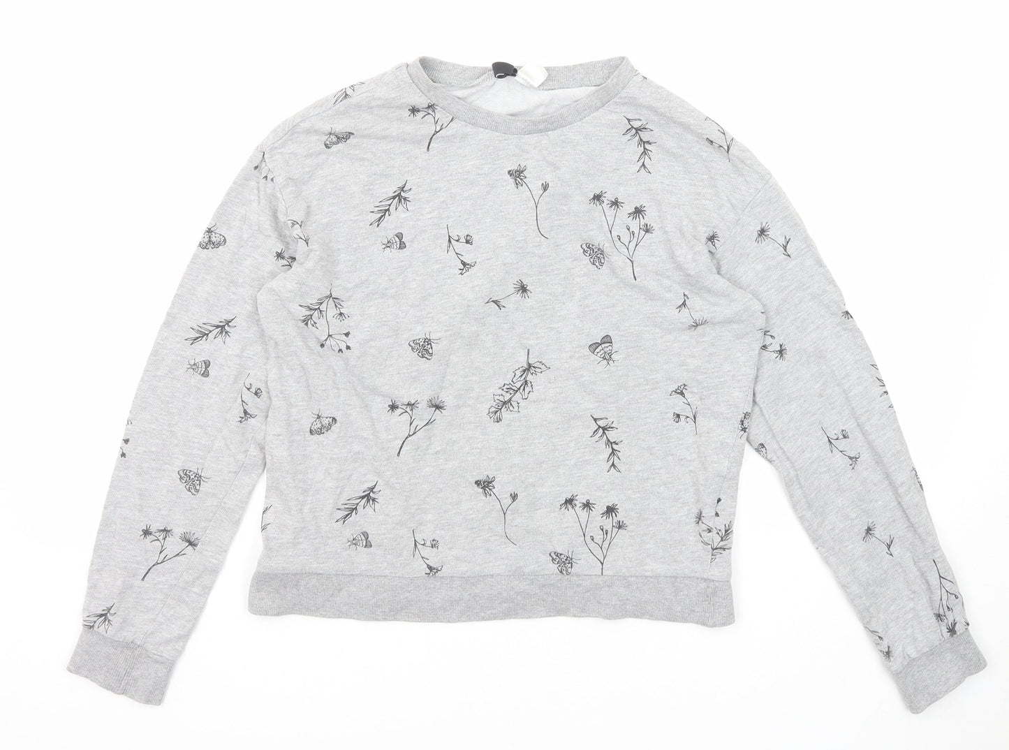 Divided by H&M Womens Grey Geometric Cotton Pullover Sweatshirt Size S Pullover