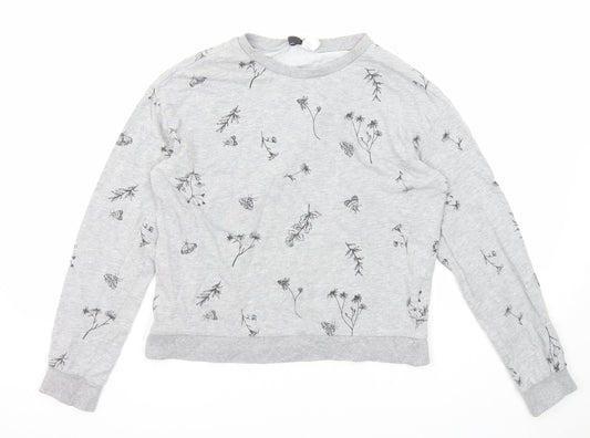 Divided by H&M Womens Grey Geometric Cotton Pullover Sweatshirt Size S Pullover