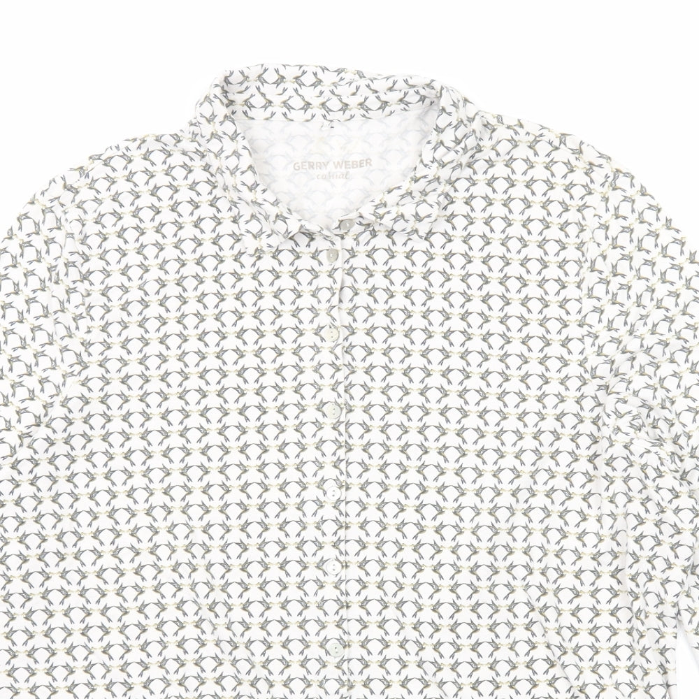 Gerry Weber Womens Ivory Geometric Cotton Basic Button-Up Size 20 Collared