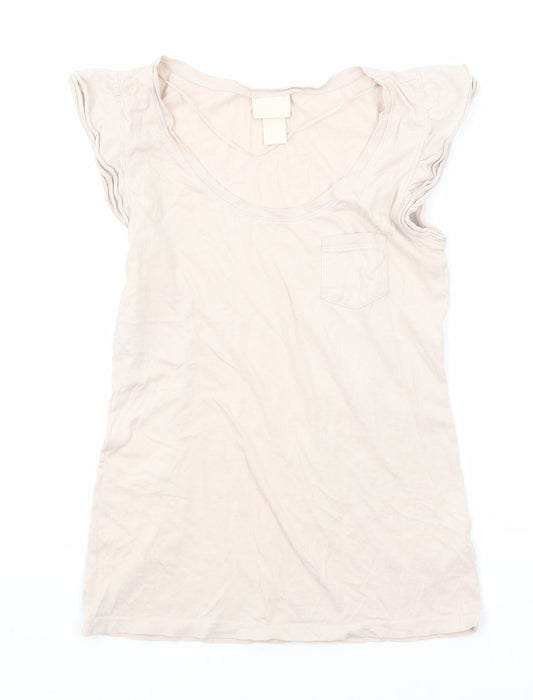 H&M Womens Pink Cotton Basic T-Shirt Size XS Scoop Neck