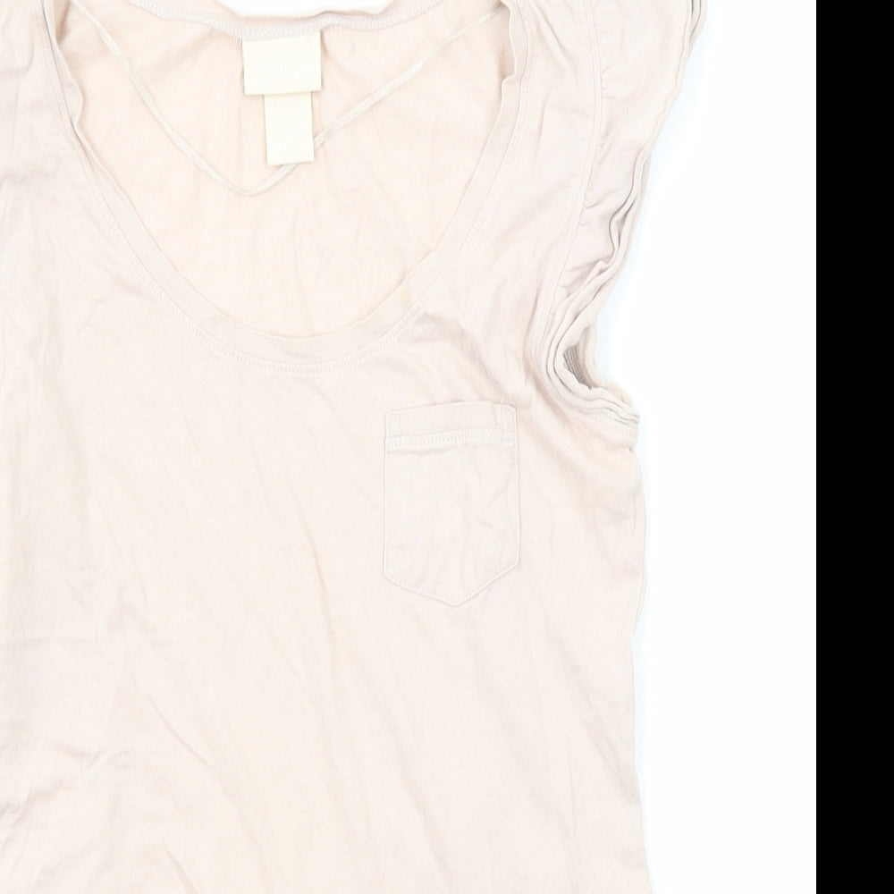 H&M Womens Pink Cotton Basic T-Shirt Size XS Scoop Neck