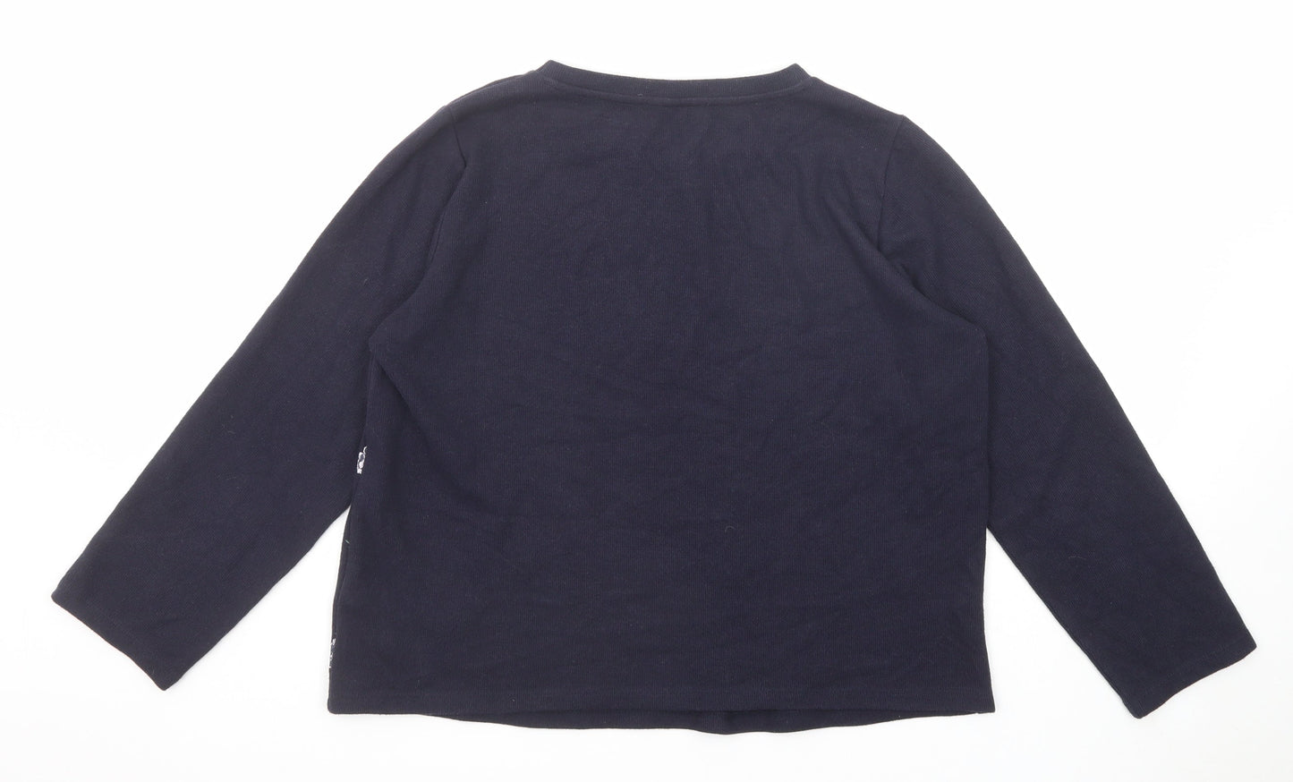 Marks and Spencer Womens Blue Round Neck Floral Polyester Pullover Jumper Size 14