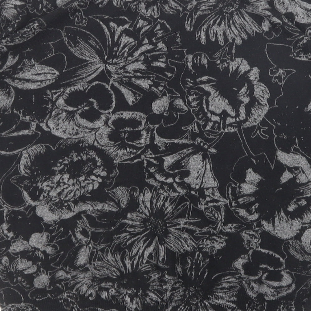 NEXT Womens Black Round Neck Floral Cotton Pullover Jumper Size 8