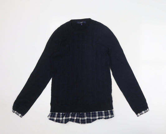 NEXT Womens Blue Round Neck Nylon Pullover Jumper Size 10