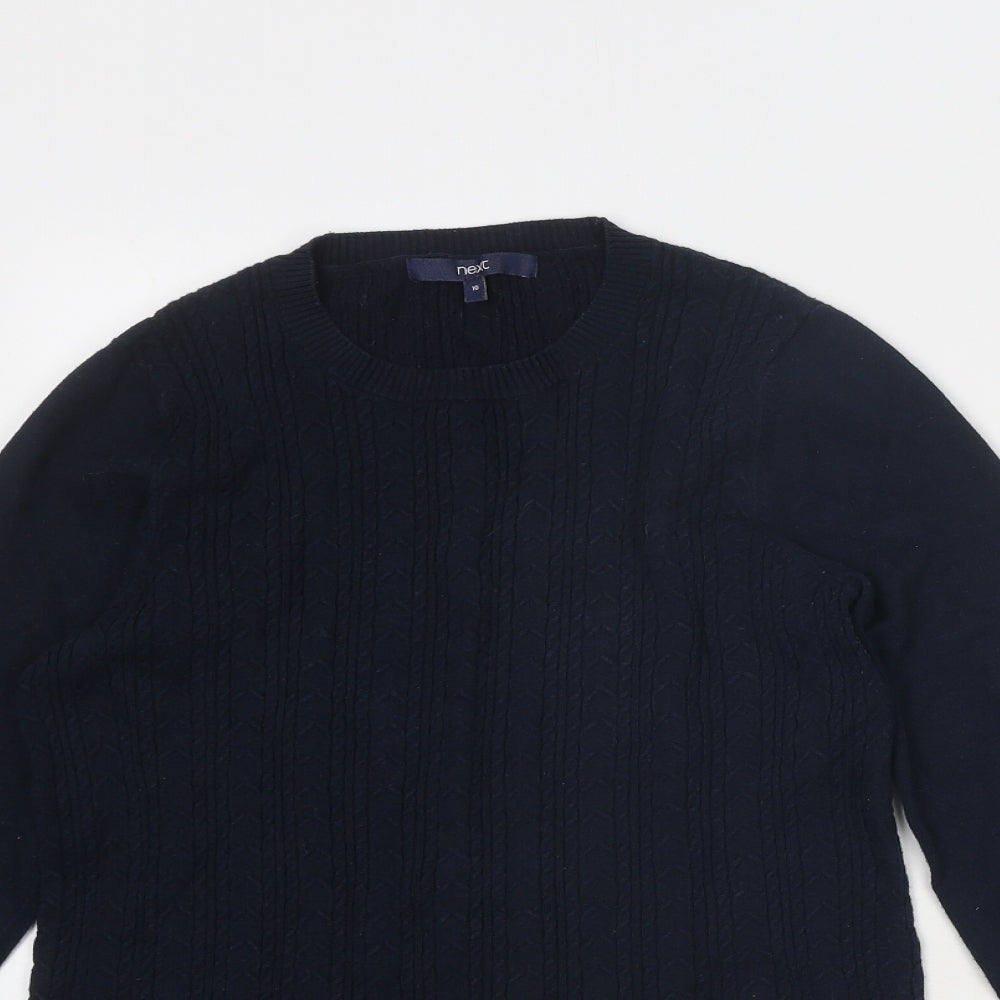 NEXT Womens Blue Round Neck Nylon Pullover Jumper Size 10