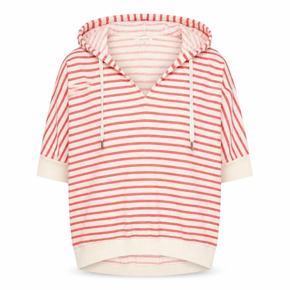 Witchery Womens Beige Striped Cotton Pullover Hoodie Size M Pullover