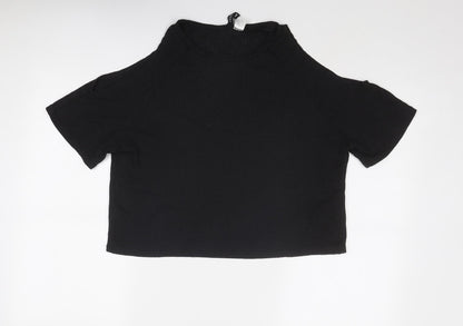 Divided by H&M Womens Black Polyester Basic Blouse Size M Round Neck - Cold Shoulder