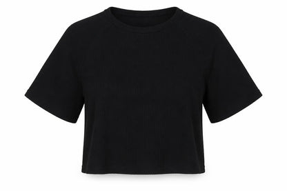 Divided by H&M Womens Black Polyester Basic Blouse Size M Round Neck - Cold Shoulder