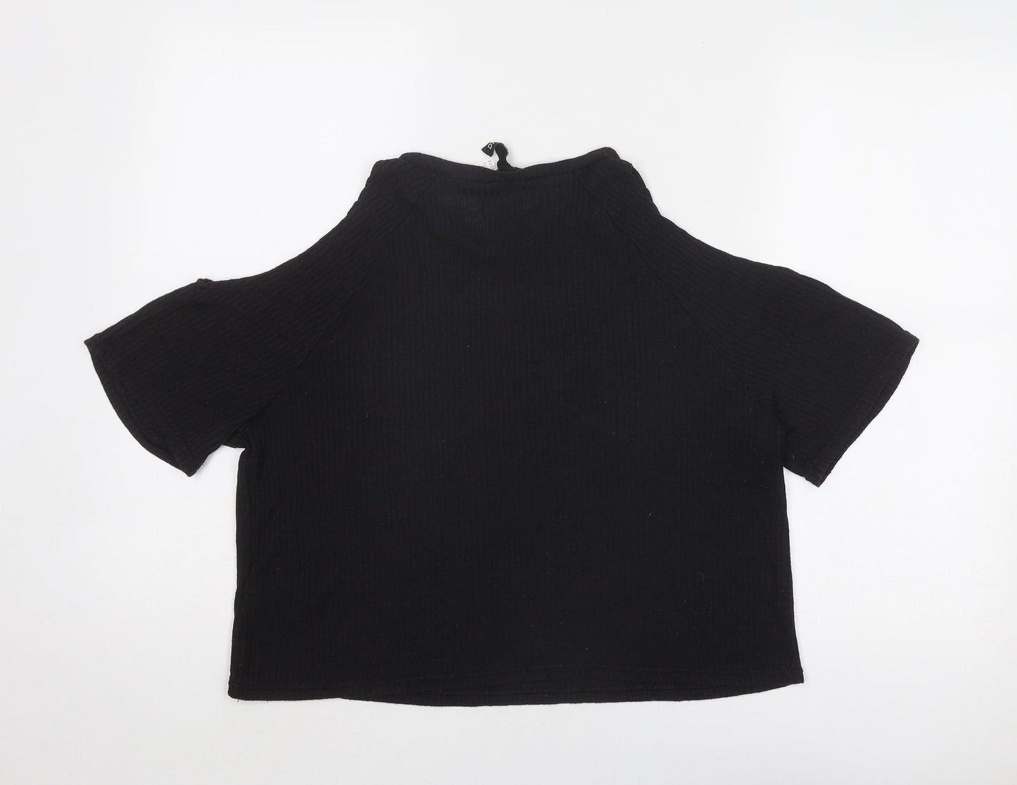 Divided by H&M Womens Black Polyester Basic Blouse Size M Round Neck - Cold Shoulder
