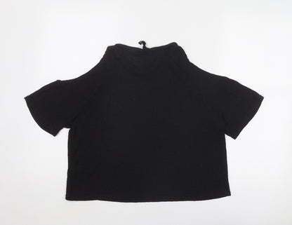 Divided by H&M Womens Black Polyester Basic Blouse Size M Round Neck - Cold Shoulder