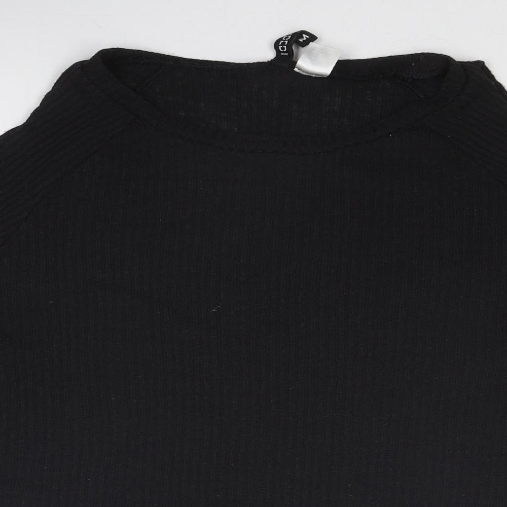 Divided by H&M Womens Black Polyester Basic Blouse Size M Round Neck - Cold Shoulder