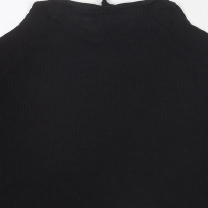 Divided by H&M Womens Black Polyester Basic Blouse Size M Round Neck - Cold Shoulder