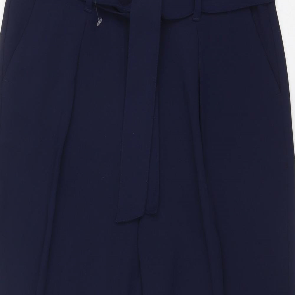 Marks and Spencer Womens Blue Polyester Trousers Size 10 Regular Zip