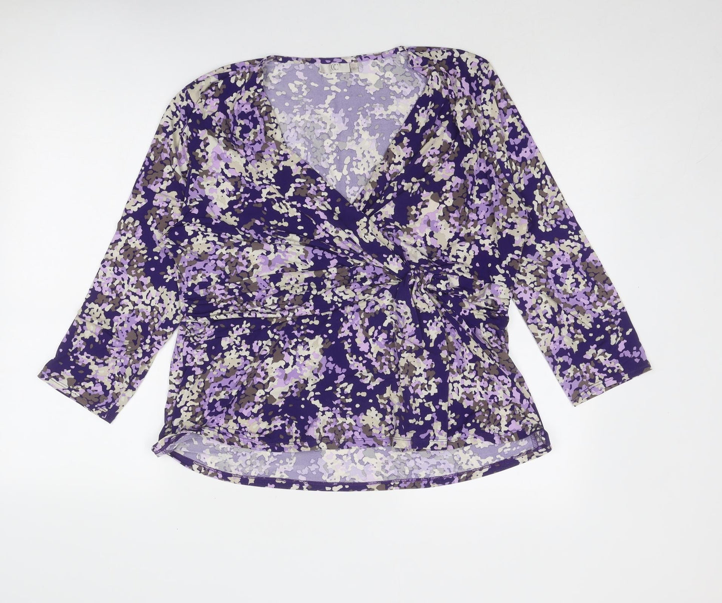 CC Womens Purple Geometric Polyester Basic Blouse Size XL V-Neck