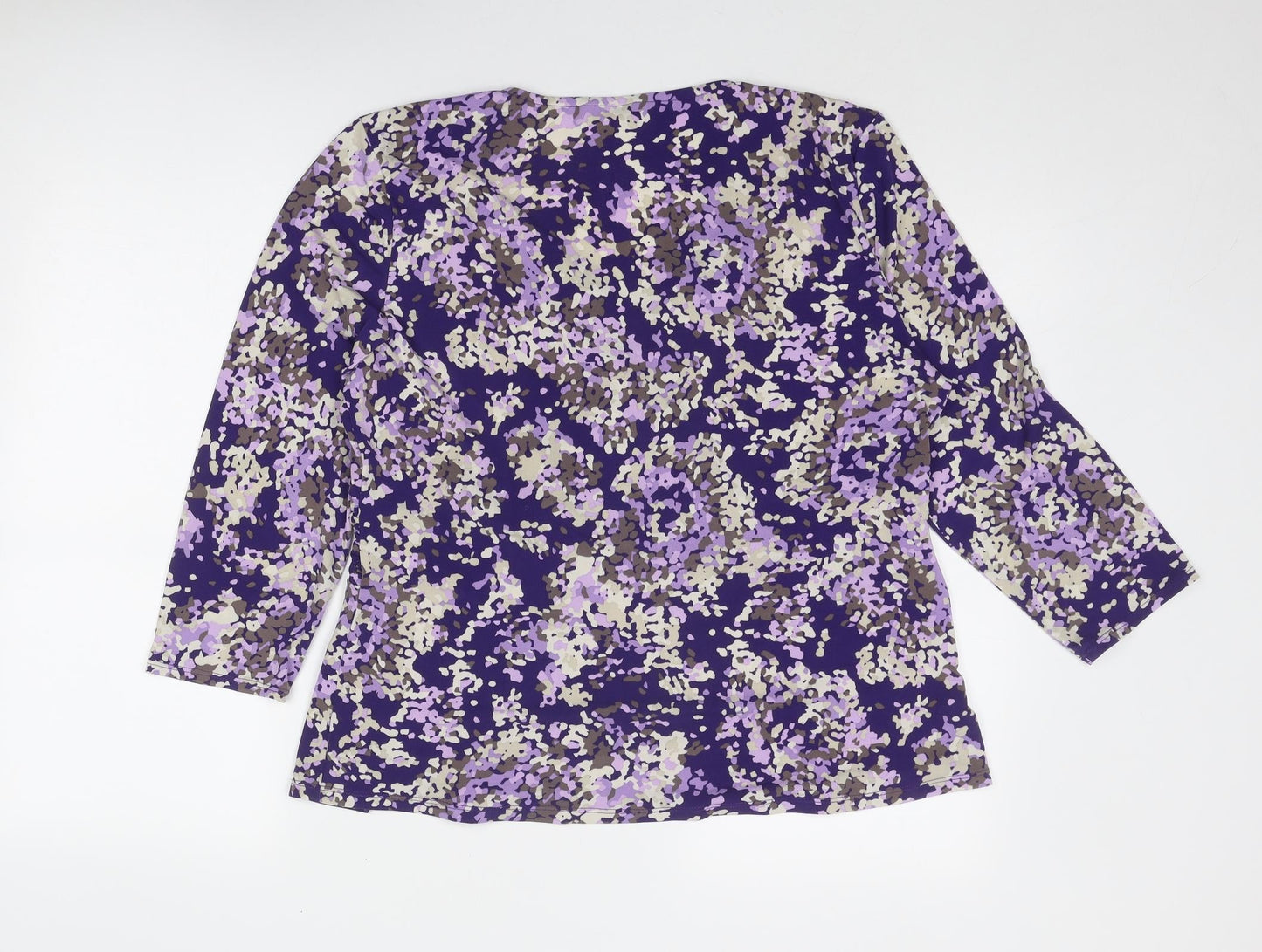 CC Womens Purple Geometric Polyester Basic Blouse Size XL V-Neck